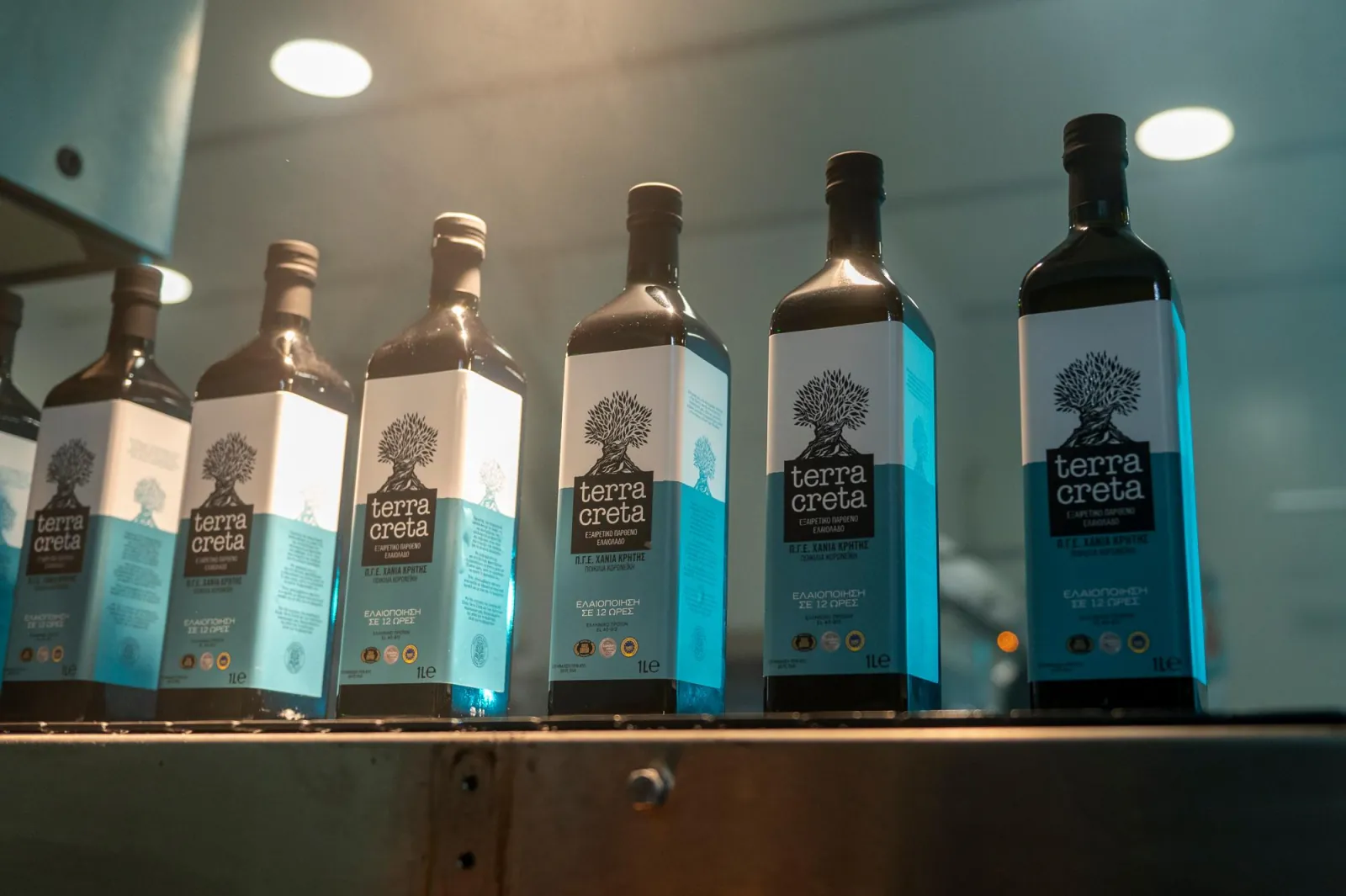 Terra Creta bottles filled and labelled on the line